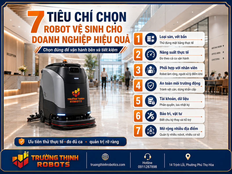 7 tiêu chí chọn Robot vệ sinh cho doanh nghiệp hiệu quả