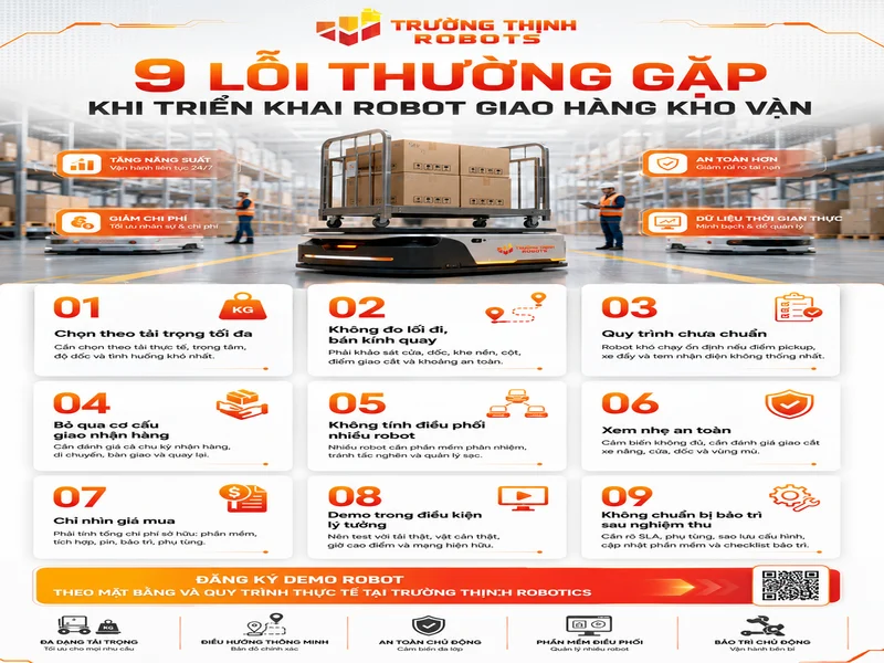 9 lỗi thường gặp khi triển khai Robot giao hàng kho vận