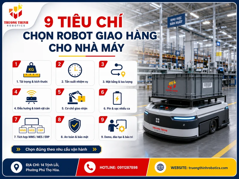 9 tiêu chí chọn robot giao hàng cho nhà máy