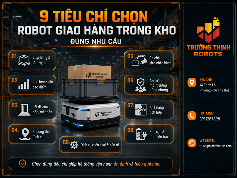 9 tiêu chí chọn Robot giao hàng trong kho đúng nhu cầu