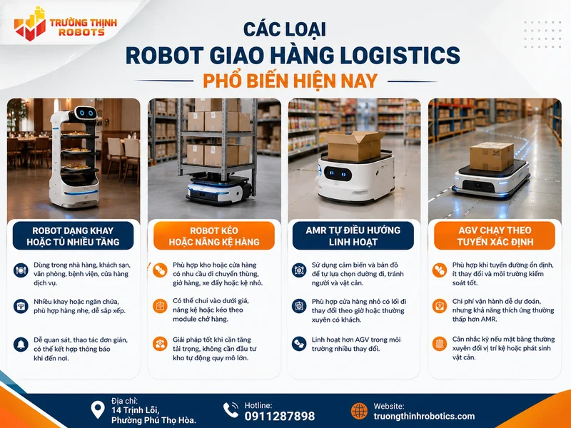 Các loại robot giao hàng logistics phổ biến hiện nay