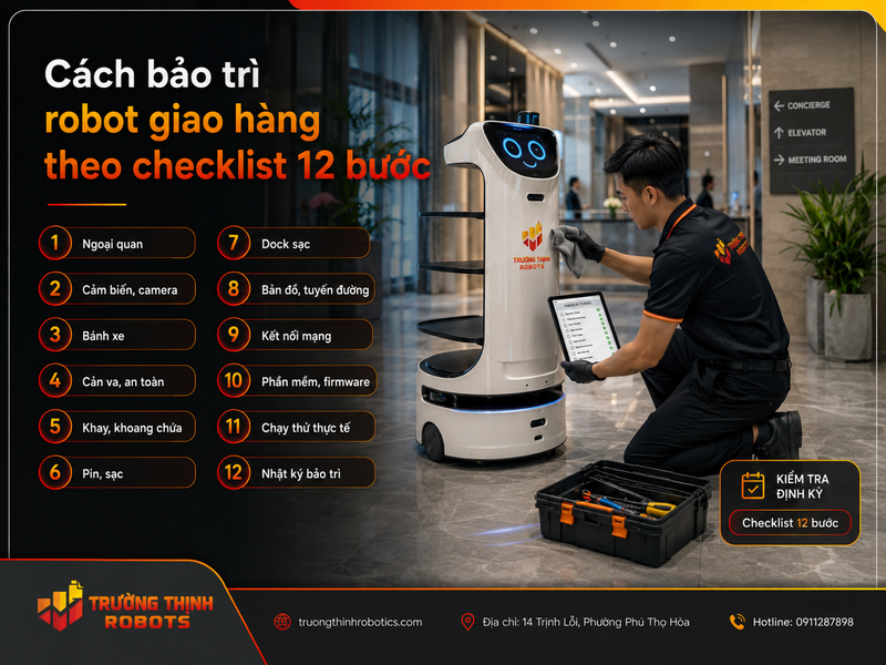 Cách bảo trì robot giao hàng theo checklist 12 bước