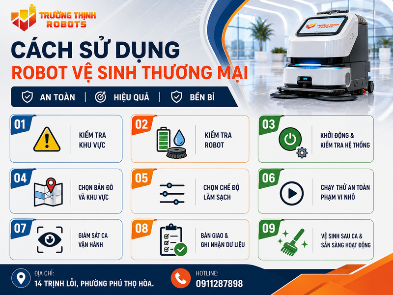 Cách sử dụng robot vệ sinh thương mại