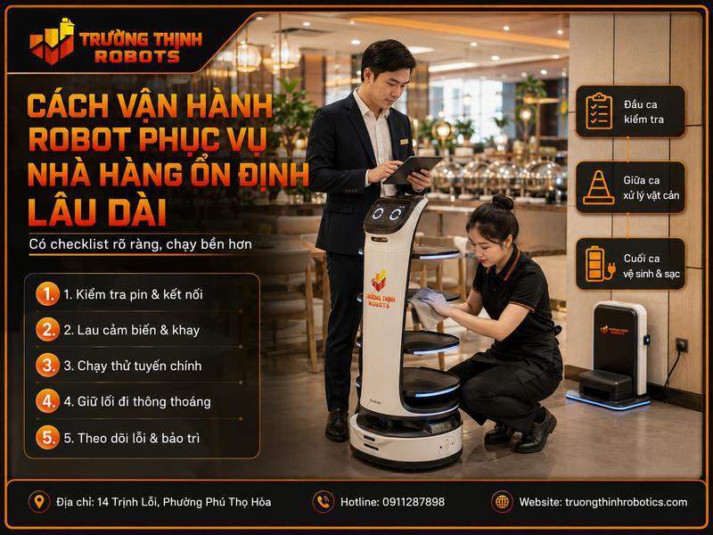 Cách vận hành robot phục vụ nhà hàng ổn định lâu dài