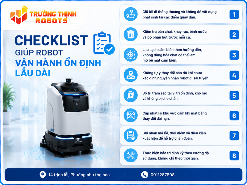 Checklist giúp robot vận hành ổn định lâu dài