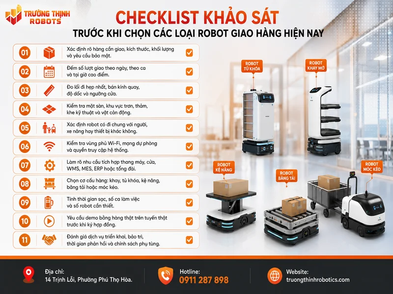 Checklist khảo sát trước khi chọn các loại robot giao hàng hiện nay
