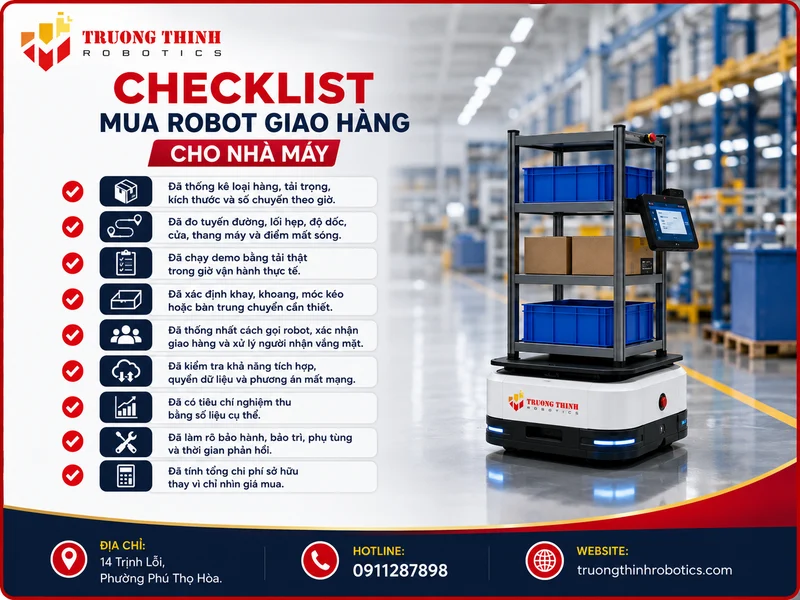 Checklist mua robot giao hàng cho nhà máy