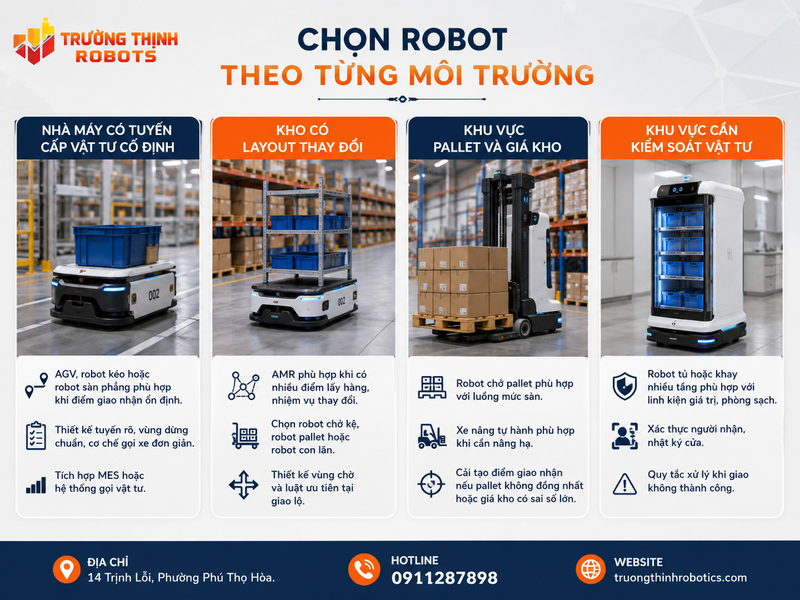 Chọn robot theo từng môi trường