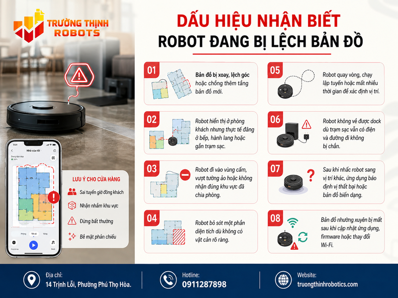 Dấu hiệu nhận biết robot đang bị lệch bản đồ