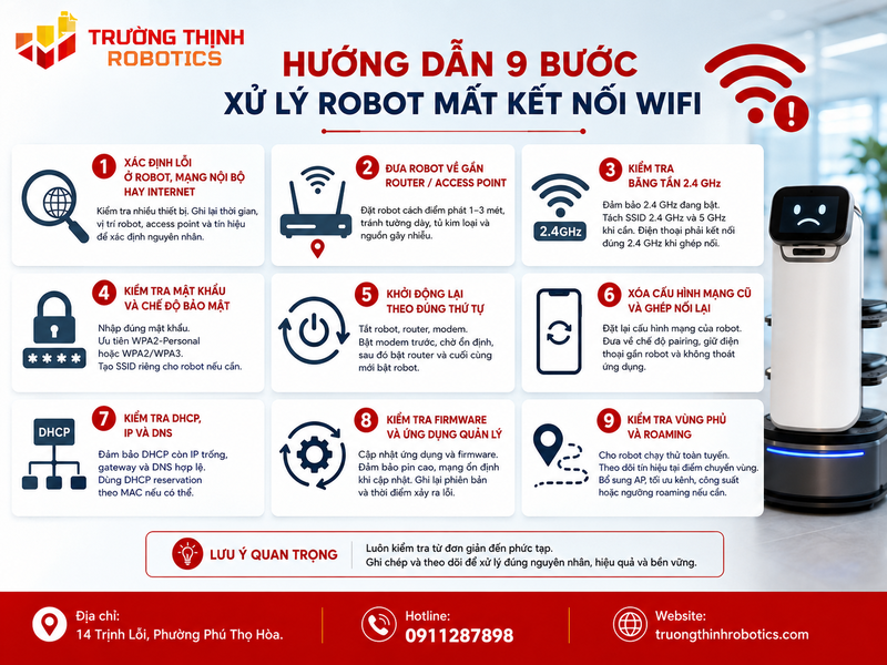 Hướng dẫn 9 bước xử lý robot mất kết nối WiFi