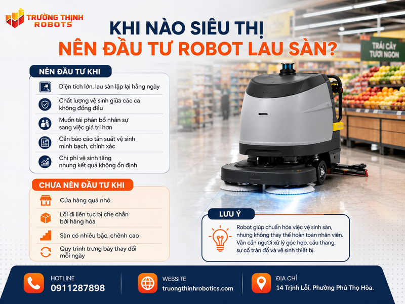 Khi nào siêu thị nên đầu tư robot lau sàn?