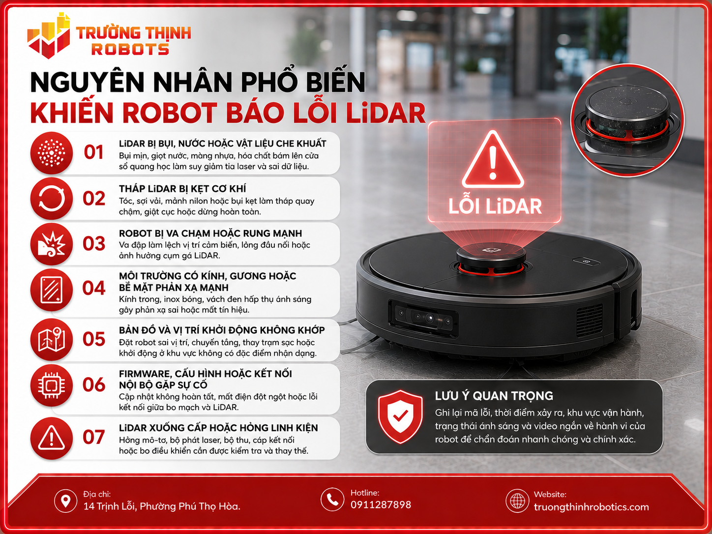 Nguyên nhân phổ biến khiến robot báo lỗi LiDAR