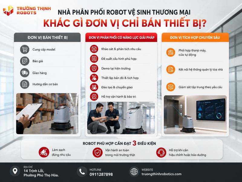 Nhà phân phối robot vệ sinh thương mại khác gì đơn vị chỉ bán thiết bị?