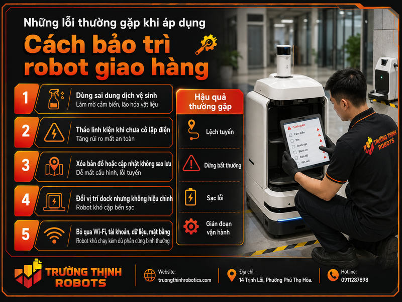 Những lỗi thường gặp khi áp dụng Cách bảo trì robot giao hàng