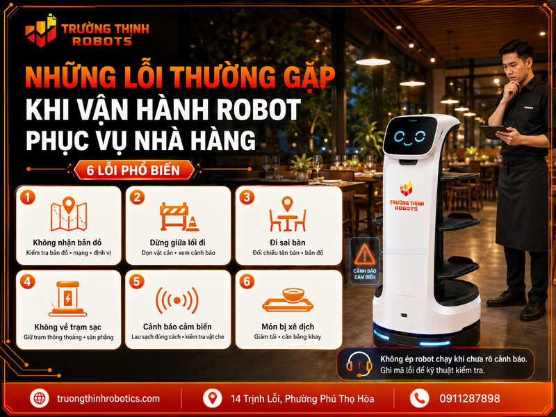 Những lỗi thường gặp trong cách vận hành robot phục vụ nhà hàng