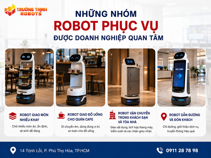 Những nhóm robot phục vụ được doanh nghiệp quan tâm