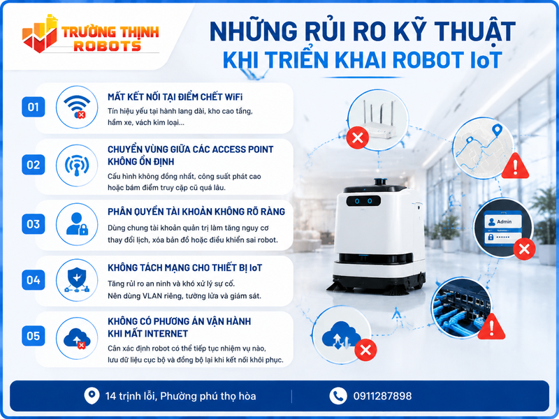 Những rủi ro kỹ thuật khi triển khai robot kết nối IoT