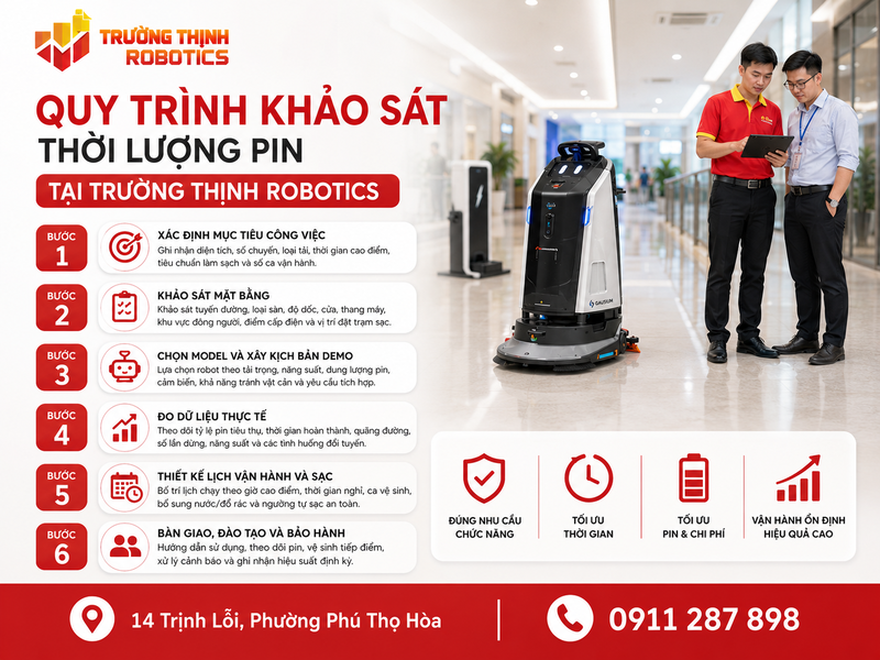 Quy trình khảo sát thời lượng pin tại Trường Thịnh Robotics