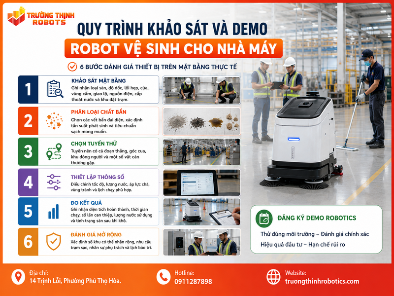 Quy trình khảo sát và demo Robot vệ sinh cho nhà máy