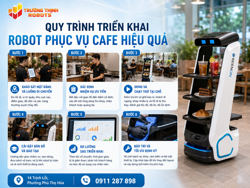 Quy trình triển khai robot phục vụ cafe hiệu quả