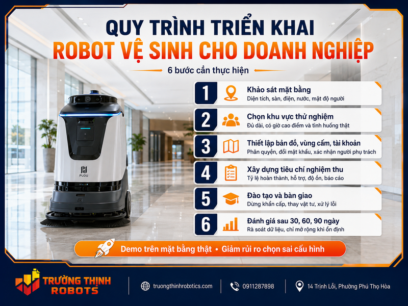 Quy trình triển khai Robot vệ sinh cho doanh nghiệp