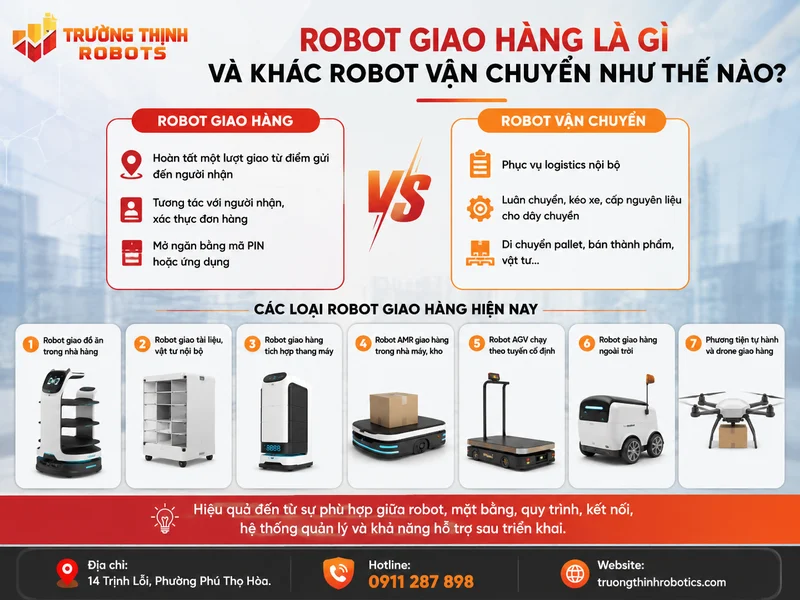 Robot giao hàng là gì và khác robot vận chuyển như thế nào?