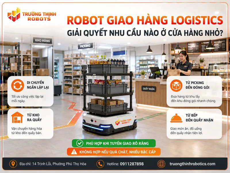 Robot giao hàng logistics giải quyết nhu cầu nào ở cửa hàng nhỏ?