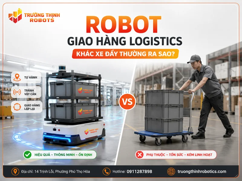 Robot giao hàng logistics là gì và khác xe đẩy thông thường ra sao?