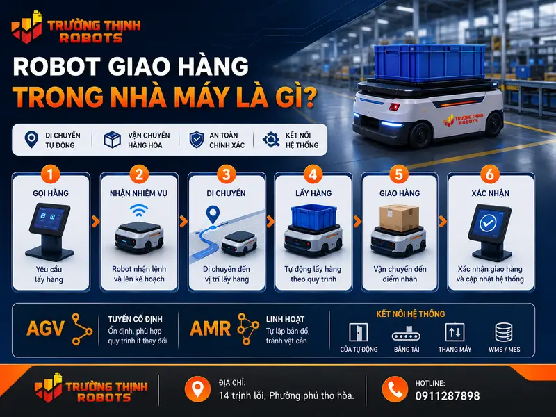Robot giao hàng trong nhà máy là gì?