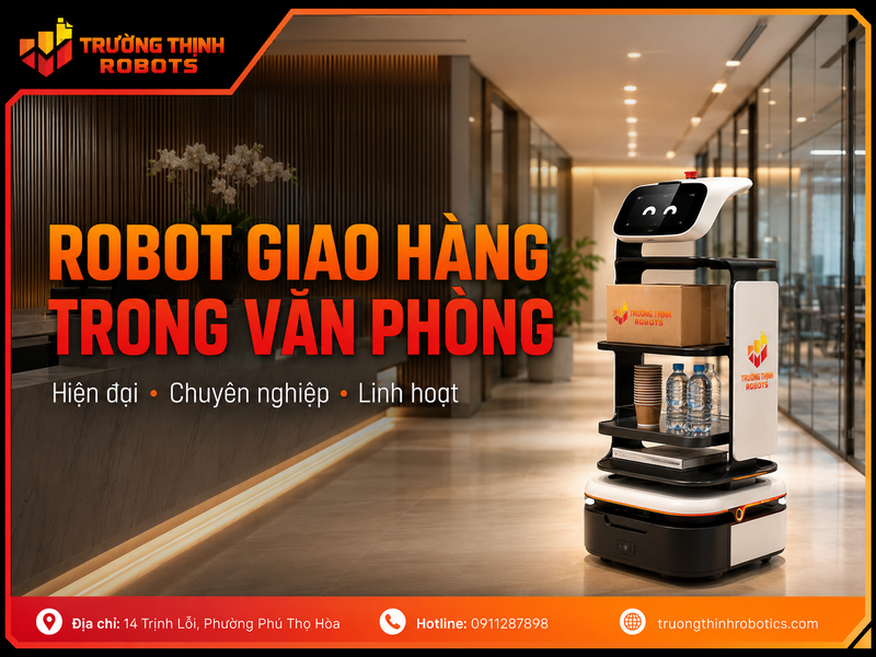 Robot giao hàng trong văn phòng