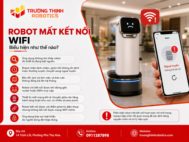 Robot mất kết nối WiFi biểu hiện như thế nào?