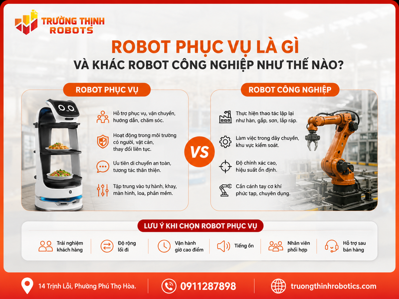Robot phục vụ là gì và khác robot công nghiệp như thế nào?