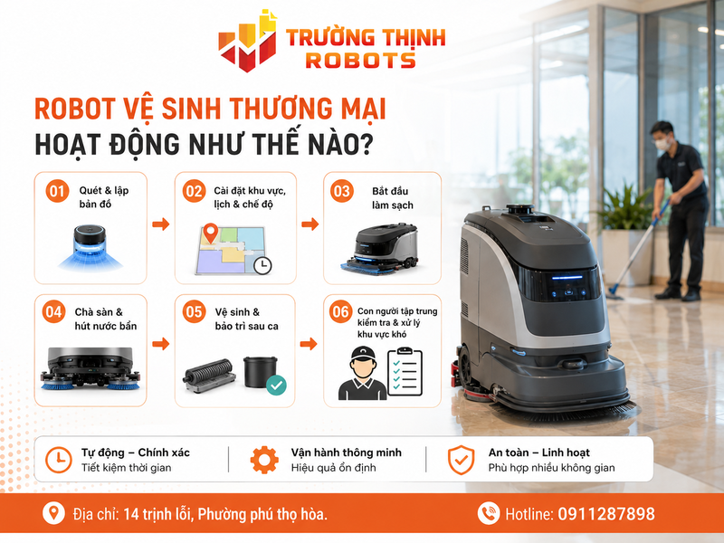 Robot vệ sinh thương mại hoạt động như thế nào?