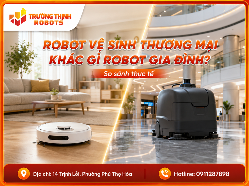 Robot vệ sinh thương mại khác gì robot gia đình