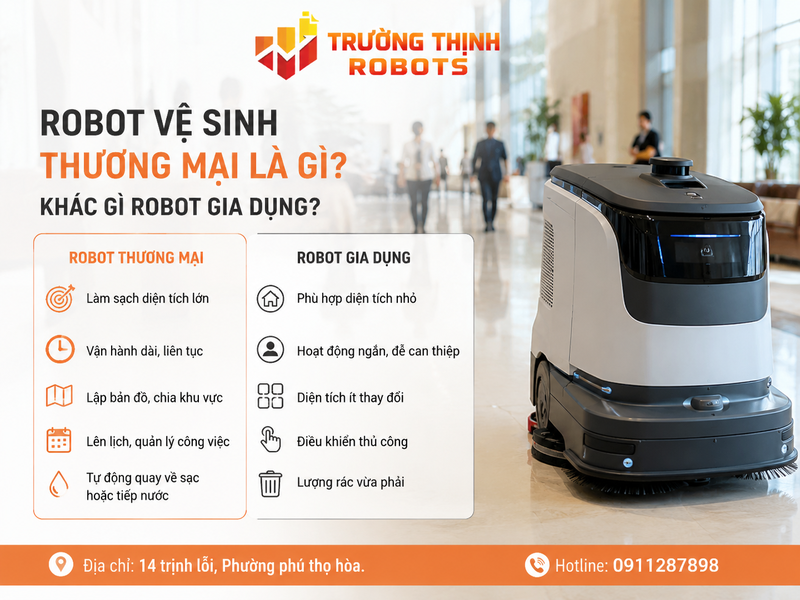 Robot vệ sinh thương mại là gì và khác gì robot gia dụng?