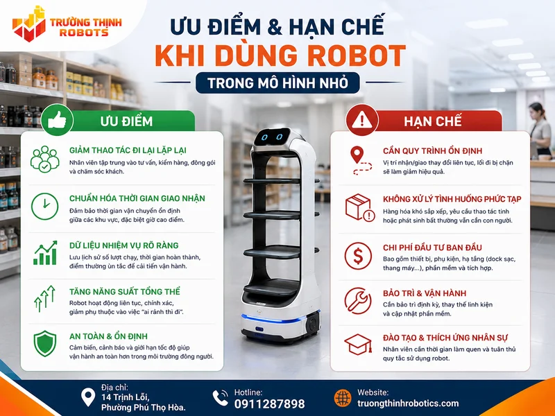 Ưu điểm và hạn chế khi dùng robot trong mô hình nhỏ