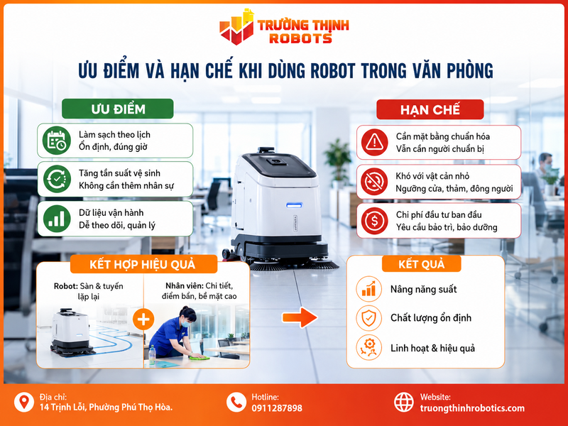 Ưu điểm và hạn chế khi dùng robot trong văn phòng