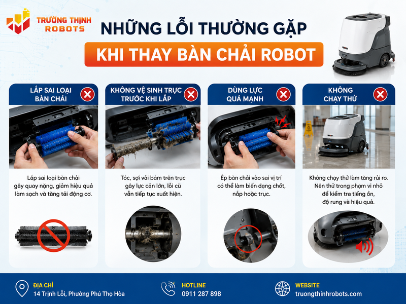 Những lỗi thường gặp khi thay bàn chải robot