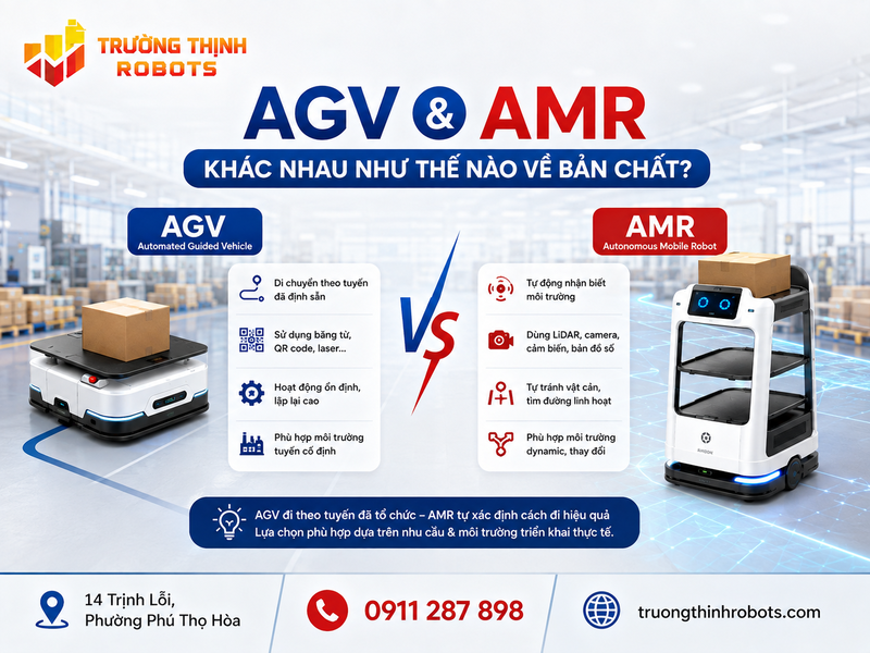 Robot AGV và AMR khác nhau như thế nào về bản chất?