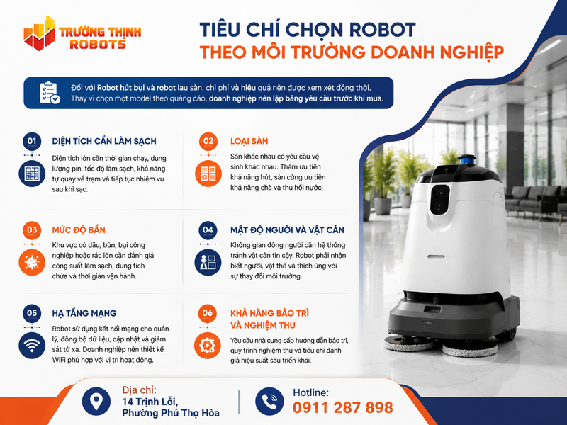 Tiêu chí chọn robot theo môi trường doanh nghiệp