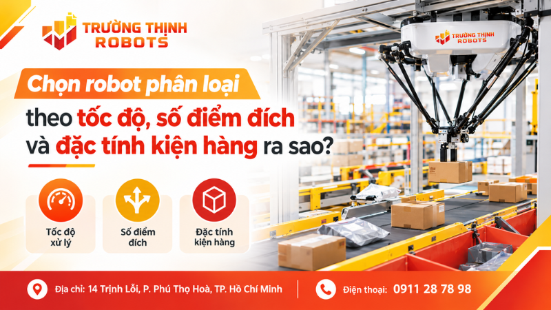 Chọn robot phân loại theo tốc độ, số điểm đích và đặc tính kiện hàng ra sao?