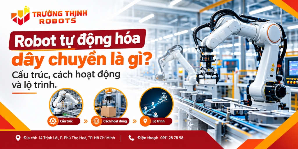 Robot tự động hóa dây chuyền là gì? Cấu trúc, cách hoạt động và lộ trình.